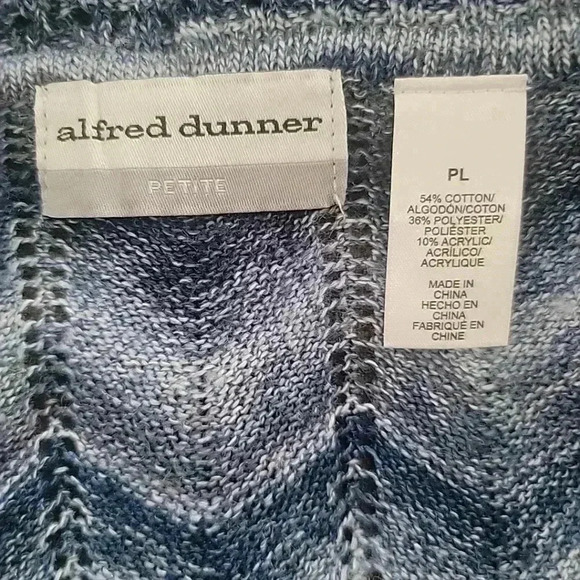 Alfred Dunner Womens Size PL Open Front Gray & Blue Knit Sweater Cardigan Cozy - Picture 4 of 4